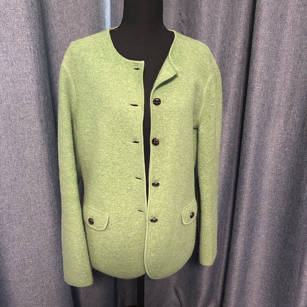 Lands' End 100% Wool Green Blazer